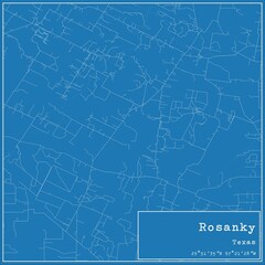 Fototapeta premium Blueprint US city map of Rosanky, Texas.