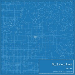 Blueprint US city map of Silverton, Texas. - obrazy, fototapety, plakaty