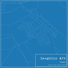 Blueprint US city map of Laughlin Afb, Texas.