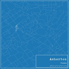Blueprint US city map of Asherton, Texas.