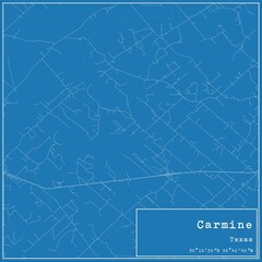 Blueprint US city map of Carmine, Texas.