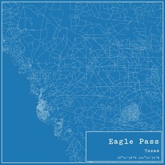 Blueprint US city map of Eagle Pass, Texas.