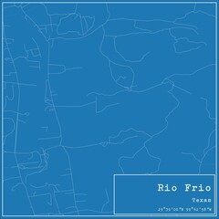Blueprint US city map of Rio Frio, Texas.