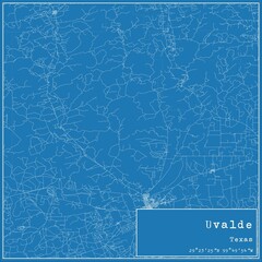 Blueprint US city map of Uvalde, Texas.