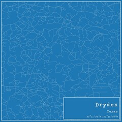 Blueprint US city map of Dryden, Texas.