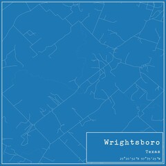 Blueprint US city map of Wrightsboro, Texas.