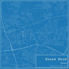 Blueprint US city map of Round Rock, Texas.