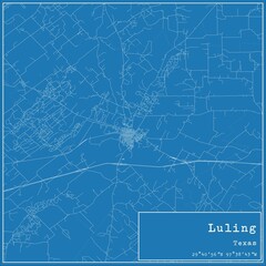Blueprint US city map of Luling, Texas.