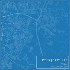 Blueprint US city map of Pflugerville, Texas.