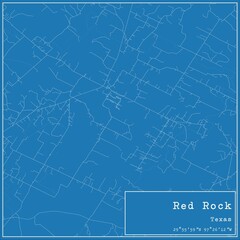 Blueprint US city map of Red Rock, Texas.