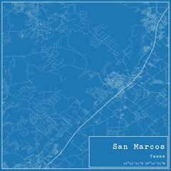 Blueprint US city map of San Marcos, Texas. - obrazy, fototapety, plakaty