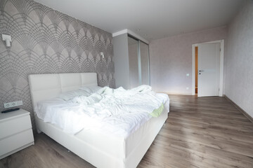 bright bedroom interior hotel, white background home