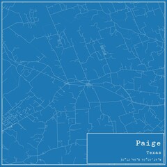 Blueprint US city map of Paige, Texas.