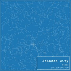 Blueprint US city map of Johnson City, Texas.