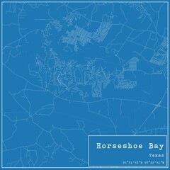 Blueprint US city map of Horseshoe Bay, Texas.