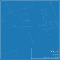 Blueprint US city map of Weir, Texas.