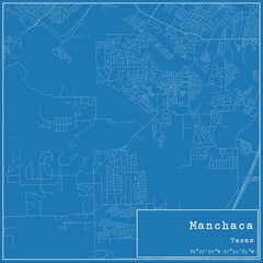 Blueprint US city map of Manchaca, Texas.