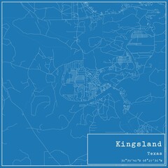Blueprint US city map of Kingsland, Texas.