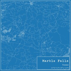 Fototapeta premium Blueprint US city map of Marble Falls, Texas.