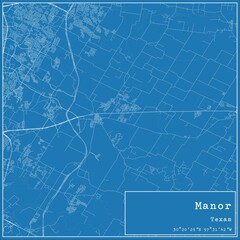 Blueprint US city map of Manor, Texas.