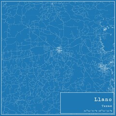 Blueprint US city map of Llano, Texas.