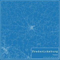 Blueprint US city map of Fredericksburg, Texas.