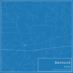 Fototapeta premium Blueprint US city map of Harwood, Texas.