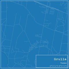 Blueprint US city map of Grulla, Texas.