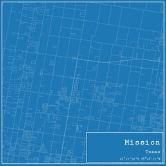 Blueprint US city map of Mission, Texas.