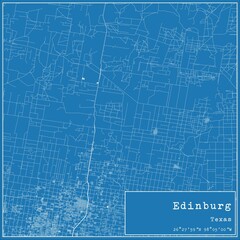 Blueprint US city map of Edinburg, Texas.