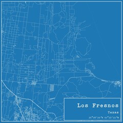 Blueprint US city map of Los Fresnos, Texas.