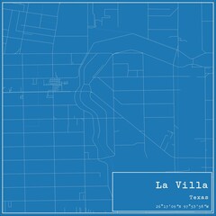 Blueprint US city map of La Villa, Texas.