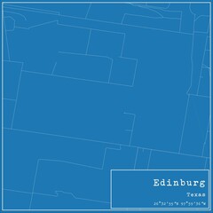 Blueprint US city map of Edinburg, Texas.