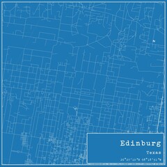 Blueprint US city map of Edinburg, Texas.
