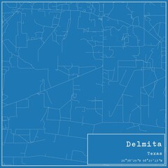 Fototapeta premium Blueprint US city map of Delmita, Texas.