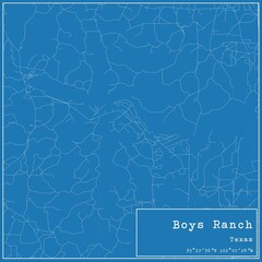 Blueprint US city map of Boys Ranch, Texas.
