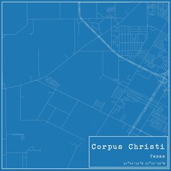 Blueprint US city map of Corpus Christi, Texas.