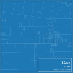 Obraz premium Blueprint US city map of Elsa, Texas.
