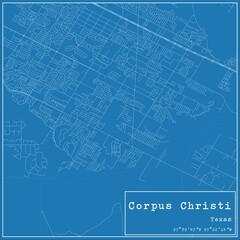 Naklejka premium Blueprint US city map of Corpus Christi, Texas.