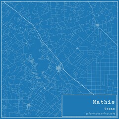 Blueprint US city map of Mathis, Texas.