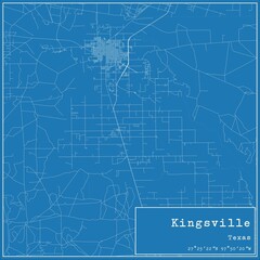 Fototapeta premium Blueprint US city map of Kingsville, Texas.