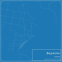 Fototapeta premium Blueprint US city map of Bayside, Texas.