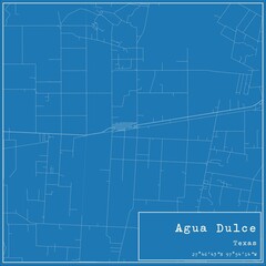 Blueprint US city map of Agua Dulce, Texas.