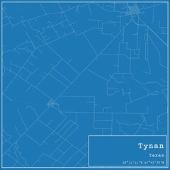 Fototapeta premium Blueprint US city map of Tynan, Texas.