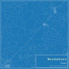 Fototapeta premium Blueprint US city map of Woodsboro, Texas.