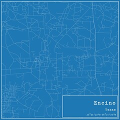 Blueprint US city map of Encino, Texas.