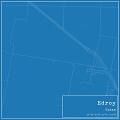 Blueprint US city map of Edroy, Texas.