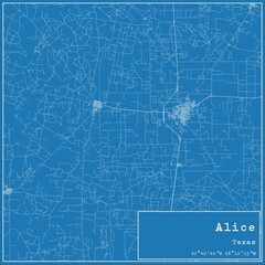 Blueprint US city map of Alice, Texas.
