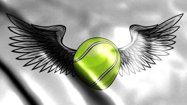tennis ball with wings on flag