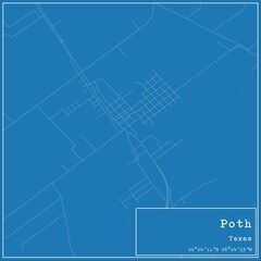 Fototapeta premium Blueprint US city map of Poth, Texas.